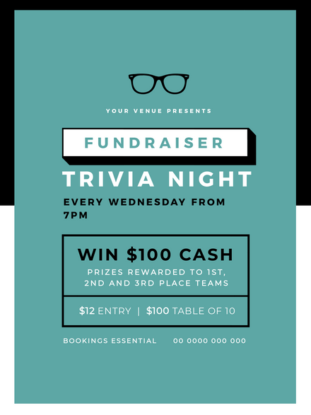 Fundraiser Trivia Night - Poster Template - Easil