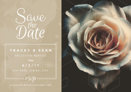 Black Background Save the Date / Wedding Invitation with graphic elements -  A5 Landscape Document Template - Easil