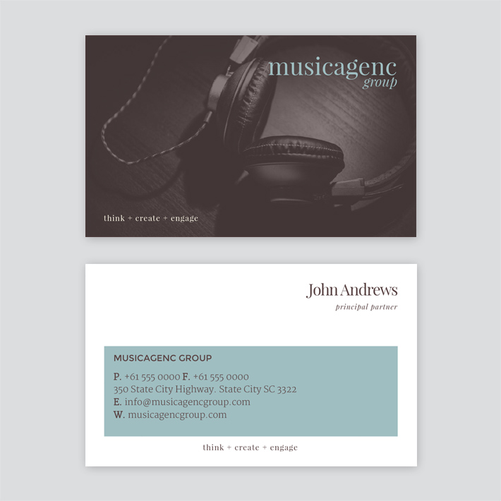 Business Card Corporate Navy & Neutrals - Landscape ...