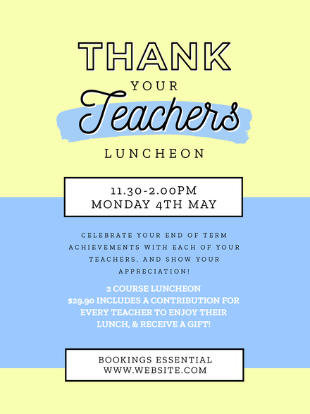 Thank your Teachers Luncheon Template - Poster - Easil