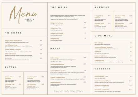 Food Menu Templates - Easil