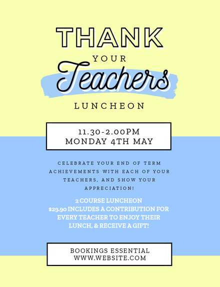 Thank your Teachers Luncheon Template - Letter Document - Easil