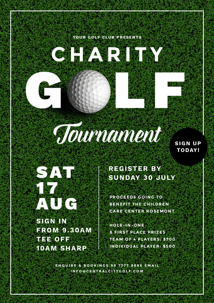 Annual Charity Golf Tournament Flyer Poster Template